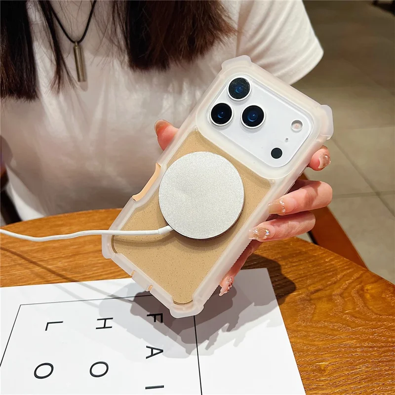 Coque magnétique pour iPhone 17 Pro Max, coque transparente noire en TPU et acrylique avec poudre scintillante, résistante aux chutes, avec verre trempé compatible MagSafe