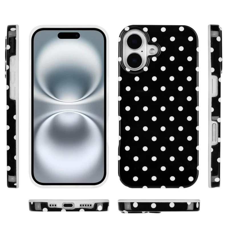 For iPhone 17 Case Dot Design IMD TPU Phone Back Cover - Black