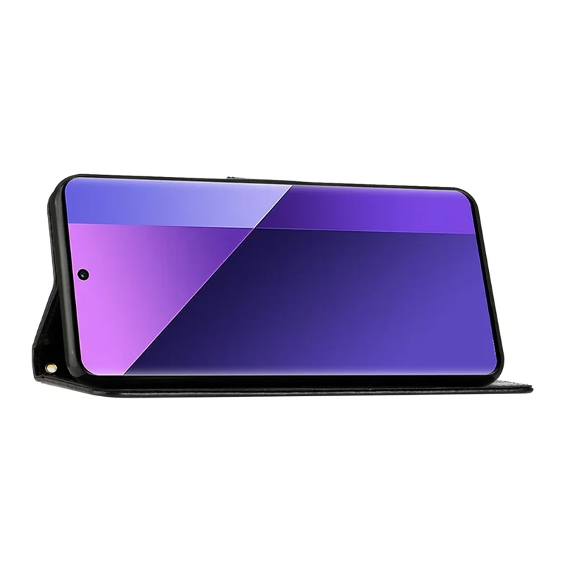 Capa Carteira em Pele para Motorola Edge 60 Neo 5G / 50 Neo 5G, Capa de Telemóvel com Estampa de Borboleta e Flor, com Alça - Preto