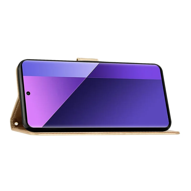 Für Samsung Galaxy A37 Ledertasche Schmetterling Blumenprägung Handyhülle mit Band - Gold