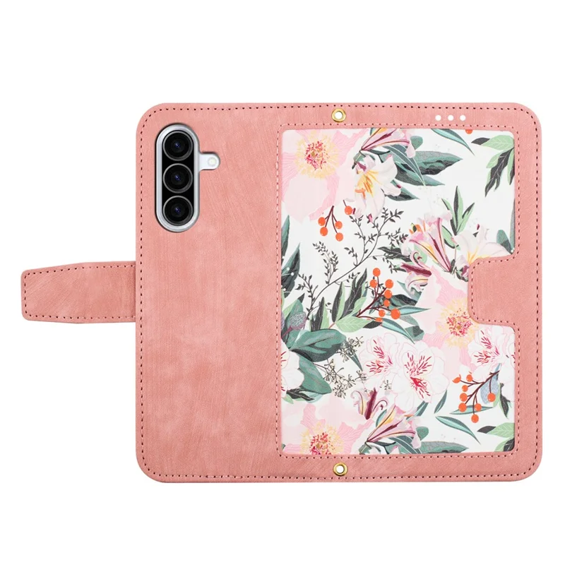 For Samsung Galaxy A37 5G Case PU Leather Floral Phone Cover with Card Slots - Pink