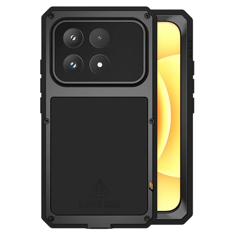 LOVE MEI pour Xiaomi 17 Étui avec Protecteur d'écran en Verre Trempé, Housse en Métal + Silicone - Noir