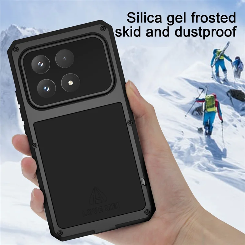 LOVE MEI pour Xiaomi 17 Étui avec Protecteur d'écran en Verre Trempé, Housse en Métal + Silicone - Noir