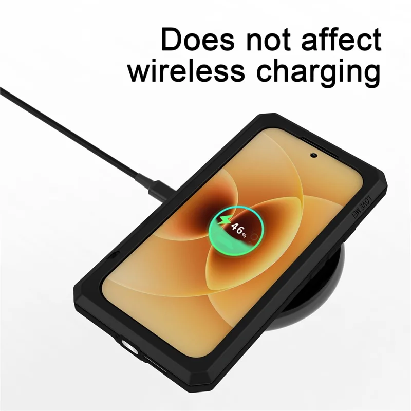 LOVE MEI pour Xiaomi 17 Étui avec Protecteur d'écran en Verre Trempé, Housse en Métal + Silicone - Noir