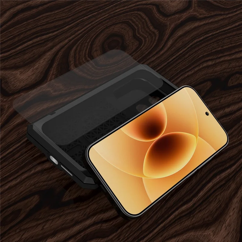 LOVE MEI pour Xiaomi 17 Étui avec Protecteur d'écran en Verre Trempé, Housse en Métal + Silicone - Noir