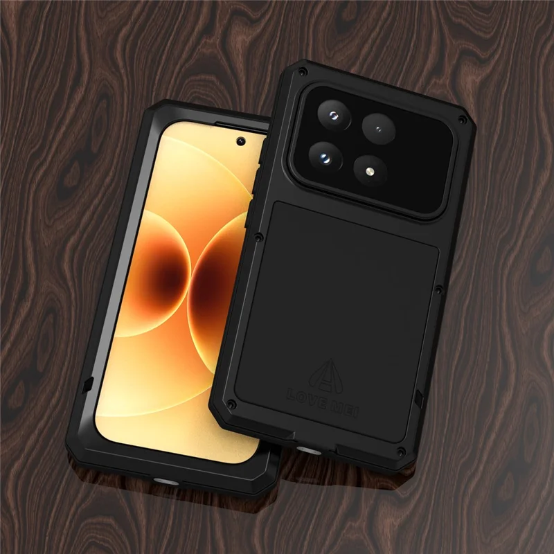 LOVE MEI pour Xiaomi 17 Étui avec Protecteur d'écran en Verre Trempé, Housse en Métal + Silicone - Noir