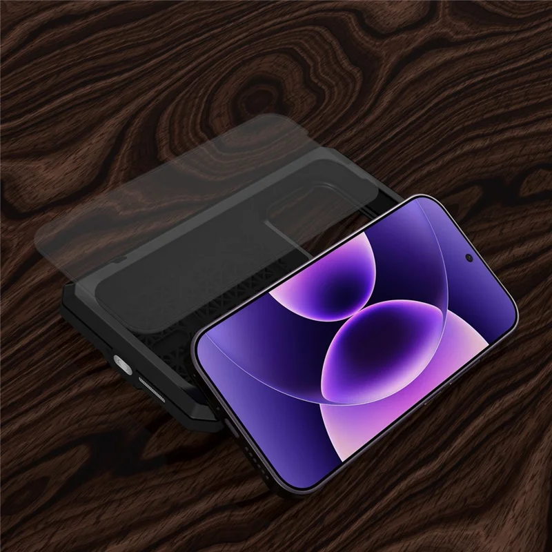 LOVE MEI pour Xiaomi 17 Pro Coque Protectrice en Verre Trempé Étui en Métal + Silicone - Noir