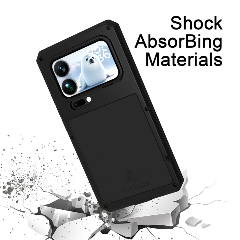 LOVE MEI Obudowa na Xiaomi 17 Pro Max z hartowanego szkła i pokrywa z metalu + silikonu - Czarny