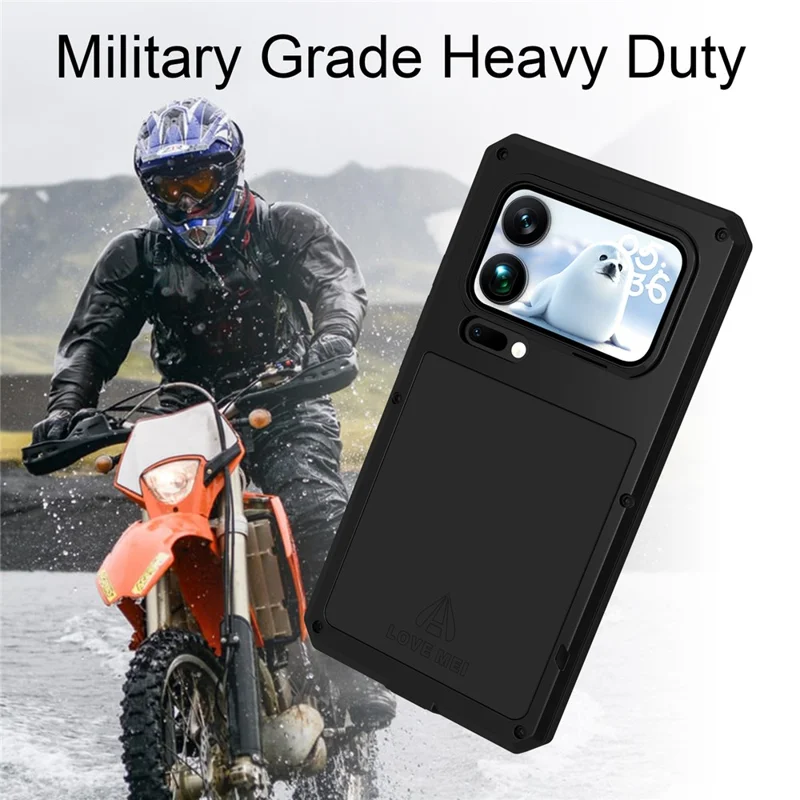 LOVE MEI Obudowa na Xiaomi 17 Pro Max z hartowanego szkła i pokrywa z metalu + silikonu - Czarny