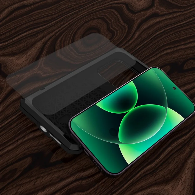 LOVE MEI Obudowa na Xiaomi 17 Pro Max z hartowanego szkła i pokrywa z metalu + silikonu - Czarny