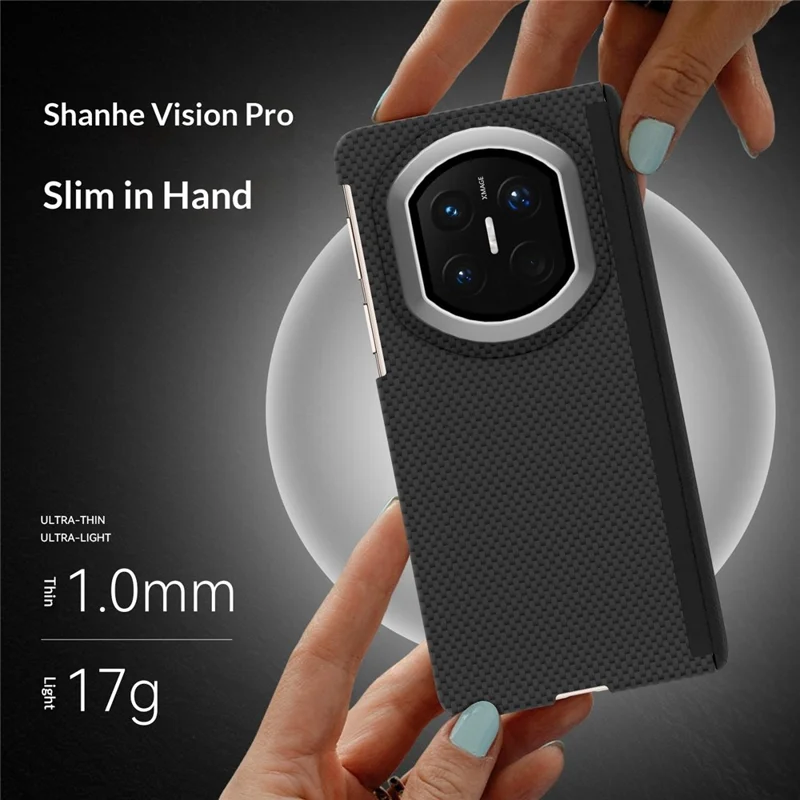 GKK pour Huawei Mate X7 Étui Texturé à Double Axe en PC Slim Couverture de Téléphone avec Charnière Magnétique Protection - Noir