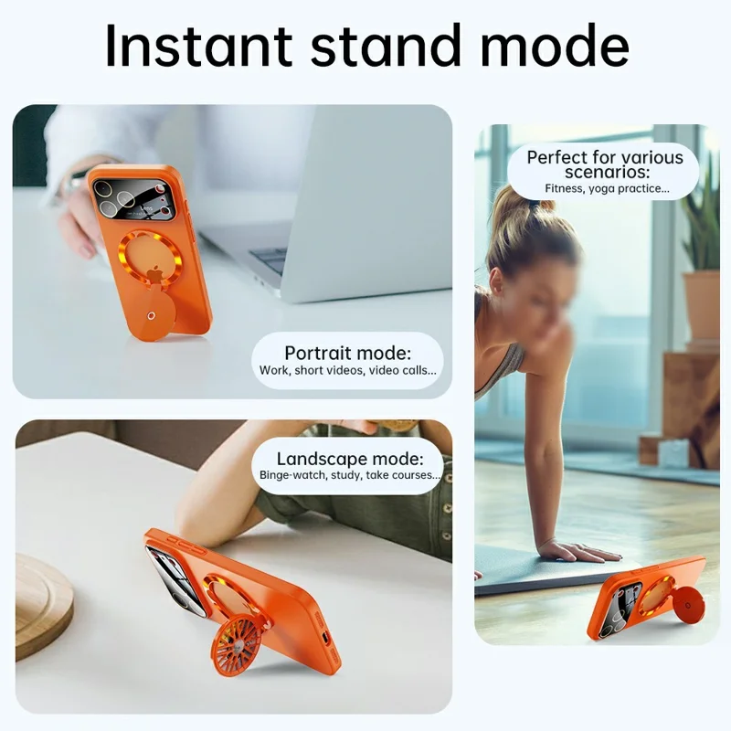 For iPhone 17 Pro Case Compatible with MagSafe Hard PC Kickstand Phone Cover - Orange