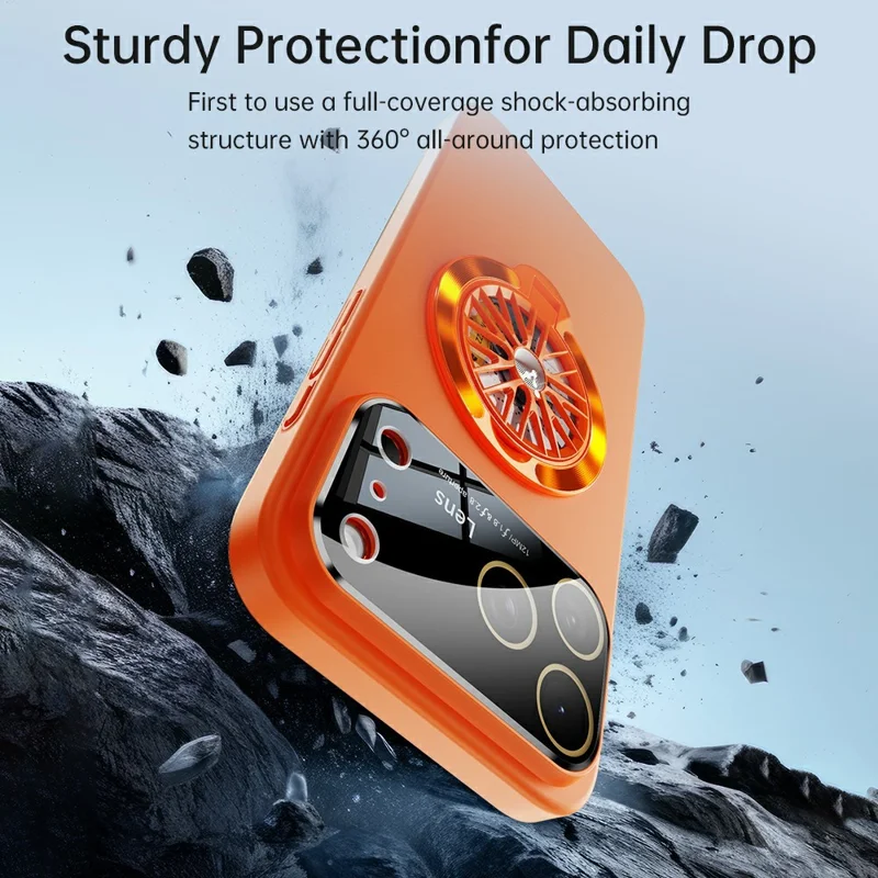 For iPhone 17 Pro Case Compatible with MagSafe Hard PC Kickstand Phone Cover - Orange
