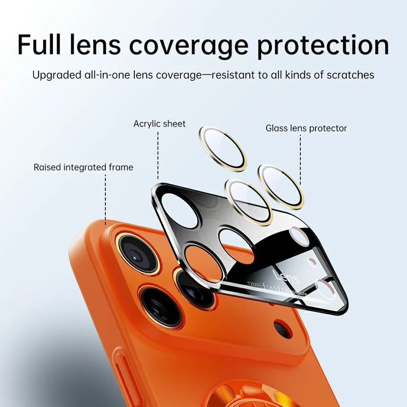 For iPhone 17 Pro Case Compatible with MagSafe Hard PC Kickstand Phone Cover - Orange