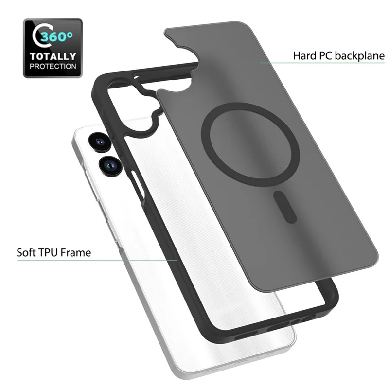 Kauf in Großmengen für Samsung Galaxy A06 5G Magnetische Hülle Hautgefühl TPU PC Handyrückseite Kompatibel mit MagSafe - Schwarz