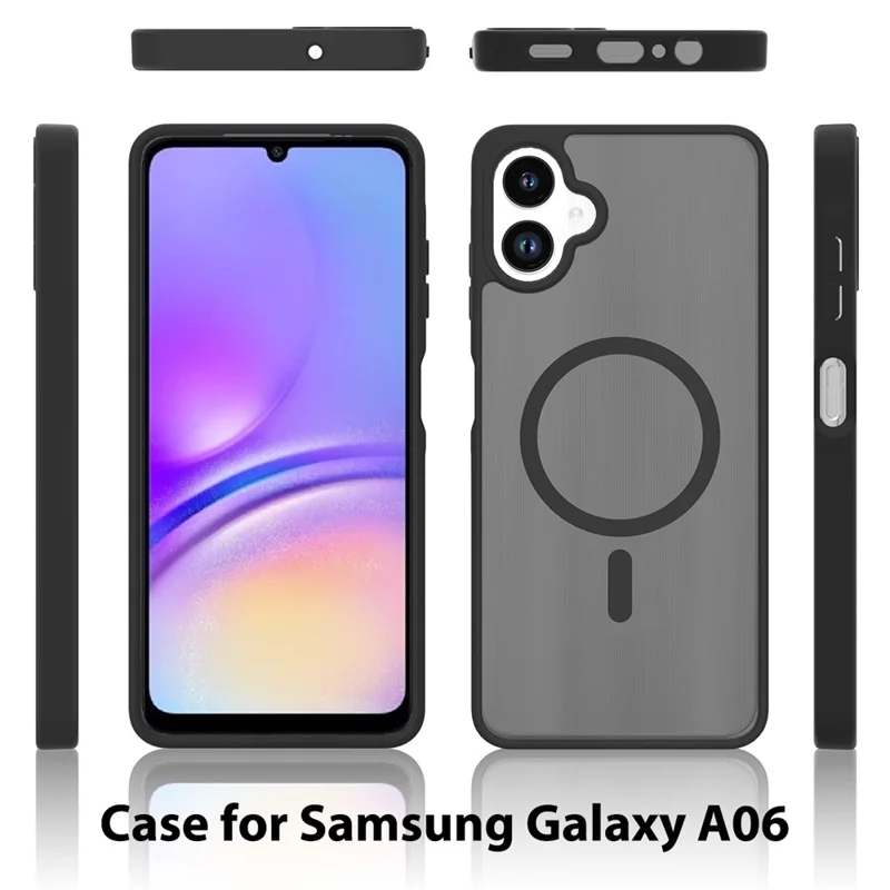 Kauf in Großmengen für Samsung Galaxy A06 5G Magnetische Hülle Hautgefühl TPU PC Handyrückseite Kompatibel mit MagSafe - Schwarz