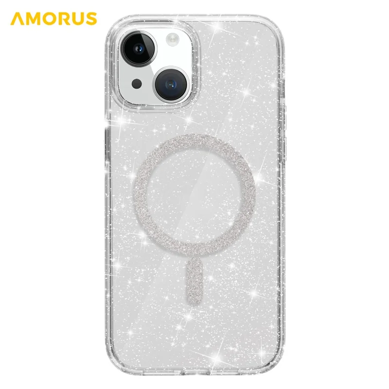 AMORUS Magnetic Case For iPhone 13  /  14 Compatible with MagSafe Glitter Powder PC + TPU Phone Cover