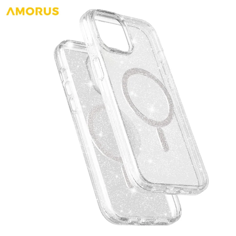 AMORUS Magnetic Case For iPhone 13  /  14 Compatible with MagSafe Glitter Powder PC + TPU Phone Cover