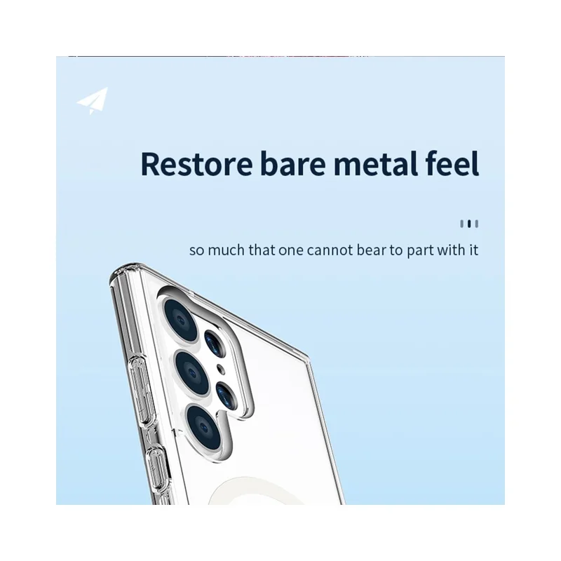 AMORUS For Samsung Galaxy S24 Ultra Magnetic Case Glitter Powder PC + TPU Phone Cover - White