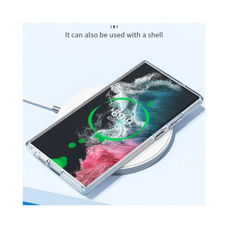 AMORUS For Samsung Galaxy S24 Ultra Magnetic Case Glitter Powder PC + TPU Phone Cover - White