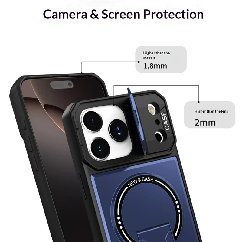 Compra em Volume para Capa com Suporte Ajustável para iPhone 17 Pro Compatível com MagSafe Capa para Telemóvel TPU + PC com Tampa Flip para Câmara - Rosa