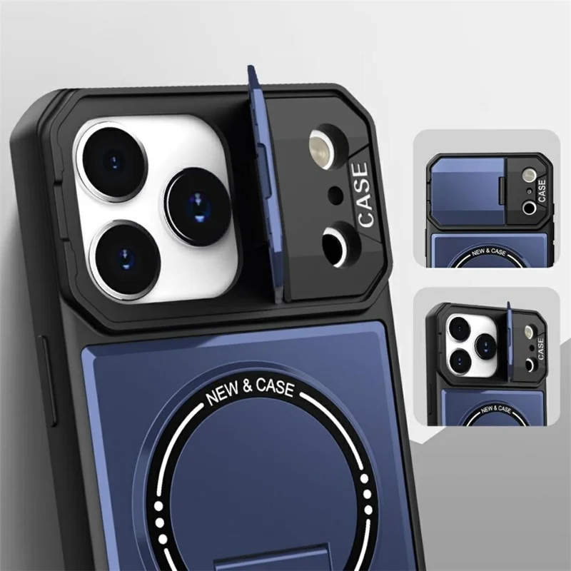 Compra em Volume para Capa com Suporte Ajustável para iPhone 17 Pro Compatível com MagSafe Capa para Telemóvel TPU + PC com Tampa Flip para Câmara - Rosa