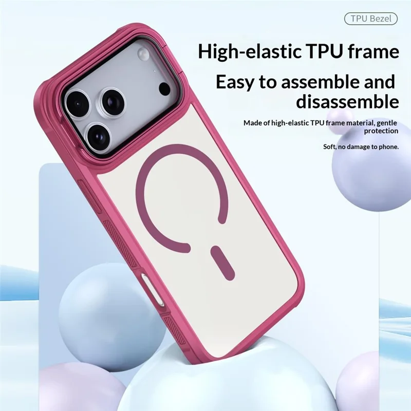 Étui magnétique pour iPhone 17 Pro compatible MagSafe, coque transparente avec support à rabat et protection d'objectif - Violet