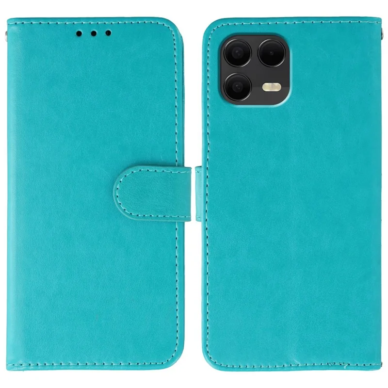 Flip-Wallet-Handyhülle aus PU-Leder mit Gurt für T-Mobile Revvl 8 Pro – Blau