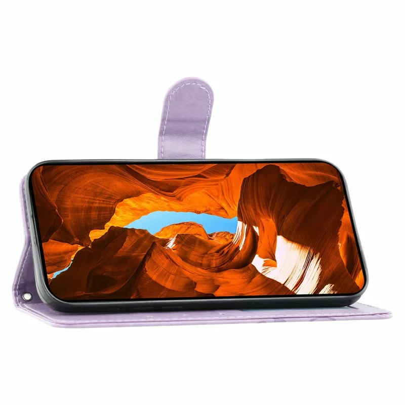 Étui pour T-Mobile Revvl 8 Pro, portefeuille avec support, motif imprimé de rose et papillon, housse en cuir PU - Violet