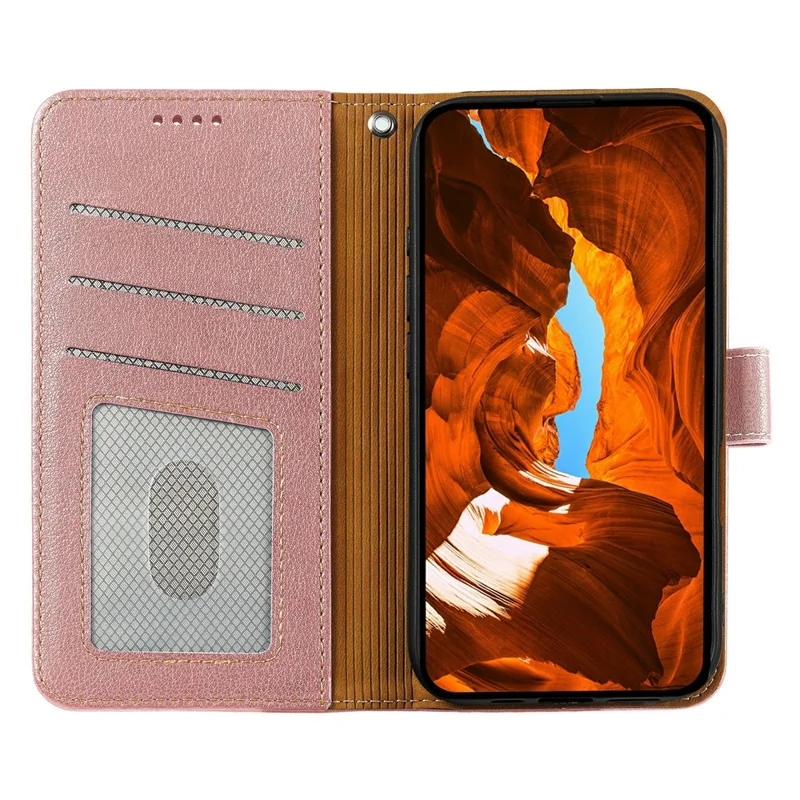For Motorola Edge 60 Neo 5G / Edge 50 Neo 5G / Moto S50 5G / ThinkPhone 25 5G Case RFID Blocking Wallet Litchi Texture Leather Phone Cover Magnetic Clasp - Rose Gold