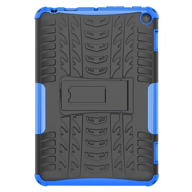 Für Amazon Fire HD 8 (2022) Cool Tire Muster Kickstand Hülle Hybrid PC + TPU Anti-drop-tablet-schutzabdeckung - Blau