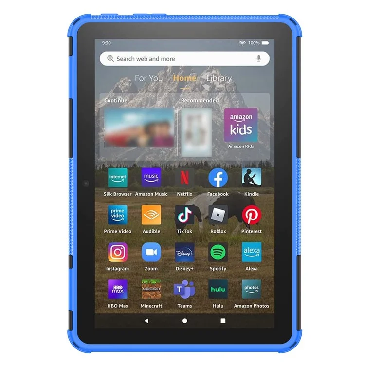 Für Amazon Fire HD 8 (2022) Cool Tire Muster Kickstand Hülle Hybrid PC + TPU Anti-drop-tablet-schutzabdeckung - Blau