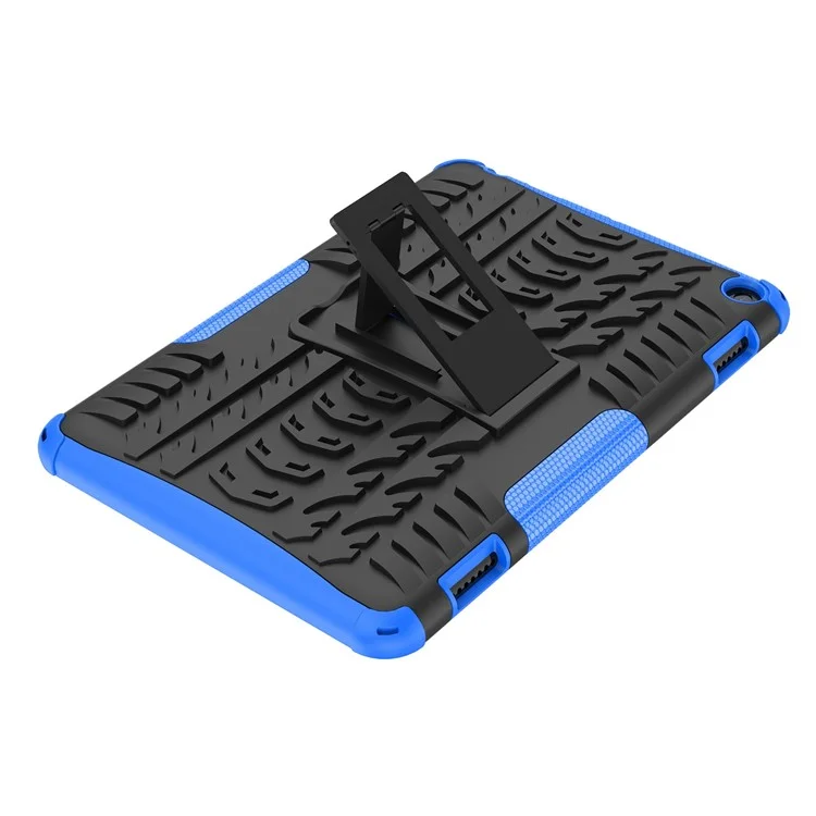 Für Amazon Fire HD 8 (2022) Cool Tire Muster Kickstand Hülle Hybrid PC + TPU Anti-drop-tablet-schutzabdeckung - Blau