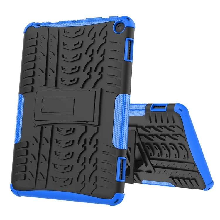 Für Amazon Fire HD 8 (2022) Cool Tire Muster Kickstand Hülle Hybrid PC + TPU Anti-drop-tablet-schutzabdeckung - Blau