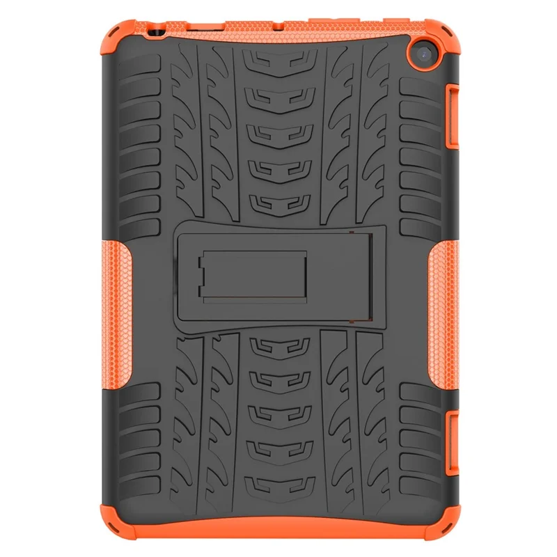 For Amazon Fire HD 8 (2022) Cool Tyre Pattern Kickstand Case Hybrid PC + TPU Anti-drop Tablet Protective Cover - Orange