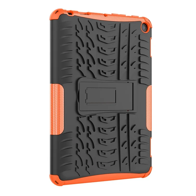 For Amazon Fire HD 8 (2022) Cool Tyre Pattern Kickstand Case Hybrid PC + TPU Anti-drop Tablet Protective Cover - Orange