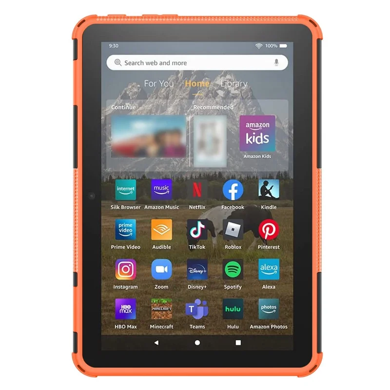 For Amazon Fire HD 8 (2022) Cool Tyre Pattern Kickstand Case Hybrid PC + TPU Anti-drop Tablet Protective Cover - Orange