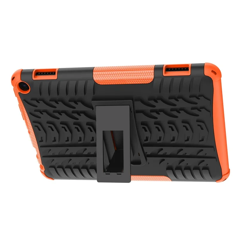 For Amazon Fire HD 8 (2022) Cool Tyre Pattern Kickstand Case Hybrid PC + TPU Anti-drop Tablet Protective Cover - Orange