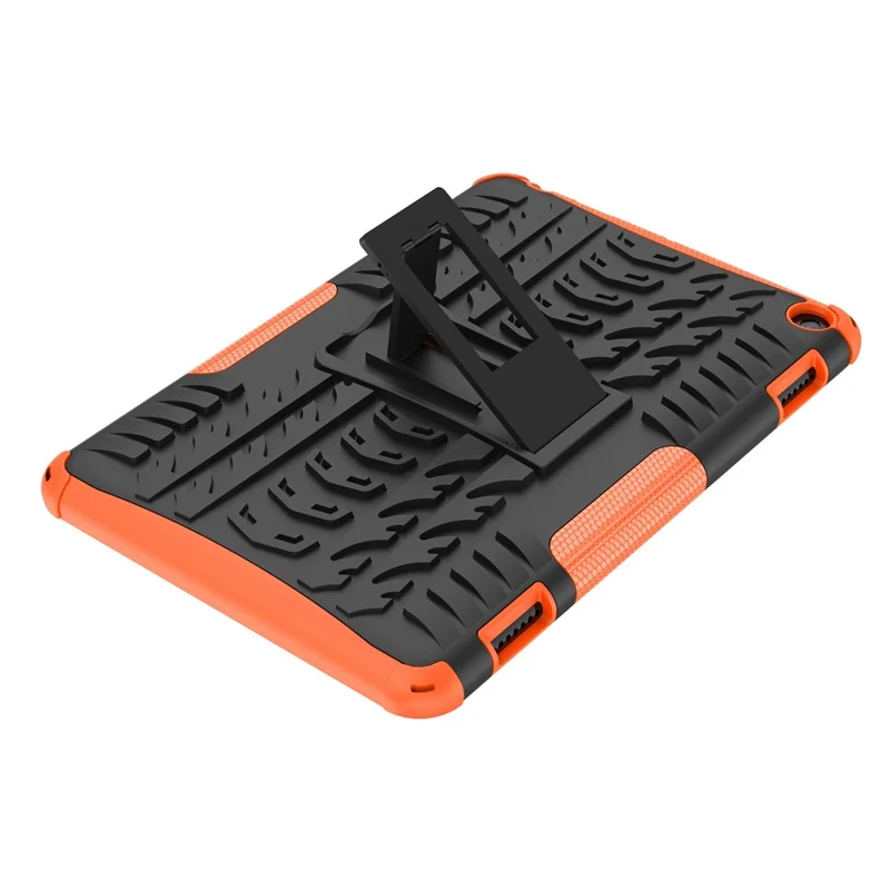For Amazon Fire HD 8 (2022) Cool Tyre Pattern Kickstand Case Hybrid PC + TPU Anti-drop Tablet Protective Cover - Orange