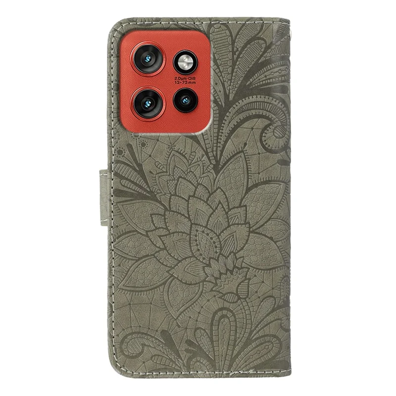 For Motorola Edge 60 Neo 5G / Edge 50 Neo 5G / Moto S50 5G / ThinkPhone 25 5G Case Lace Flowers PU Leather Flip Wallet Phone Cover - Grey