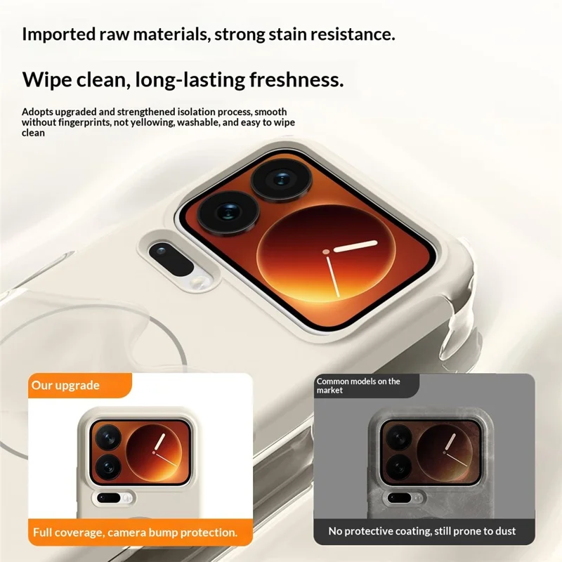 For Xiaomi 17 Pro Magnetic Case Skin-Friendly Liquid Silicone + PC Phone Cover - Antique White