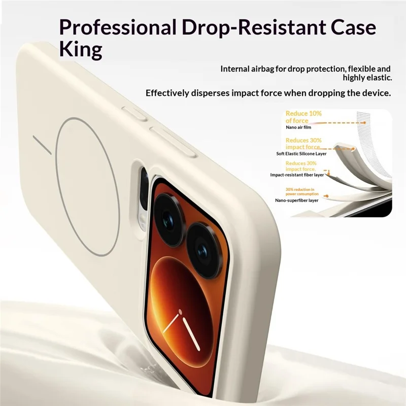 For Xiaomi 17 Pro Magnetic Case Skin-Friendly Liquid Silicone + PC Phone Cover - Antique White