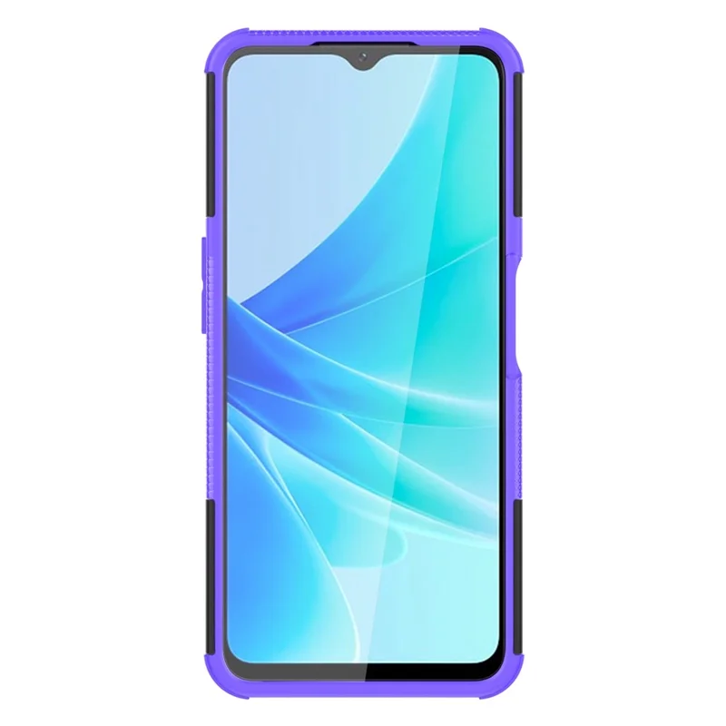 For Oppo A57 4G / A57s 4G Tyre Pattern Design PC+TPU Phone Back Case Drop-proof Kickstand Protective Cover - Purple