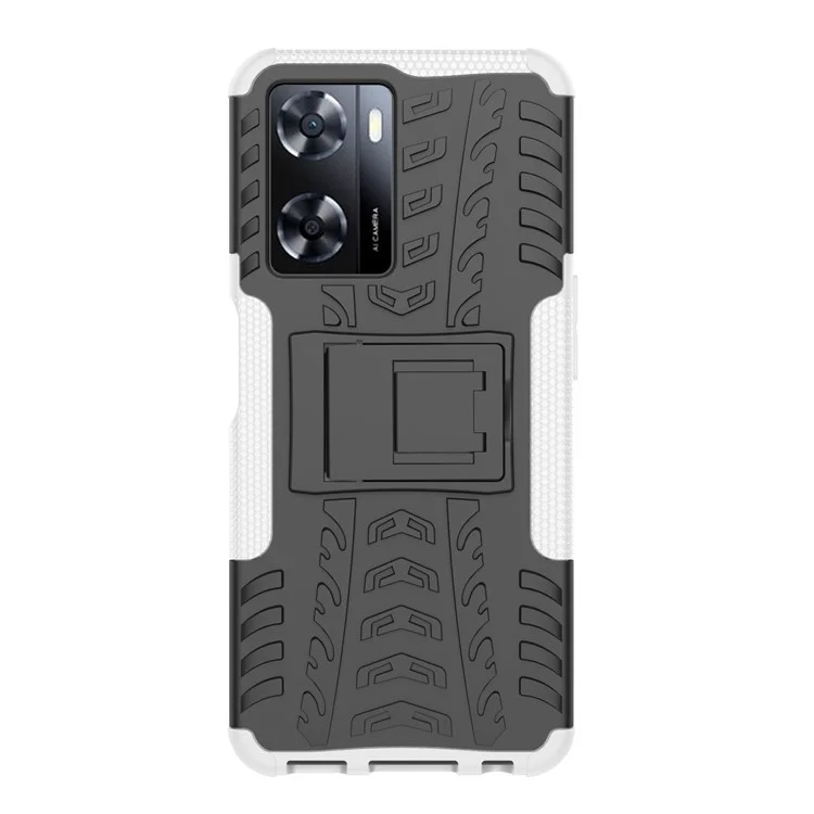 Para Oppo A57 4G Tire Pattern Design PC+TPU Teléfono Back Case de Gota Proporcionar Cubierta Protectora - Blanco