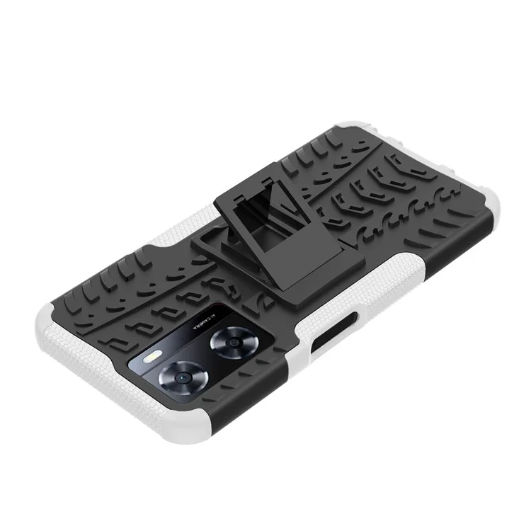 Para Oppo A57 4G Tire Pattern Design PC+TPU Teléfono Back Case de Gota Proporcionar Cubierta Protectora - Blanco