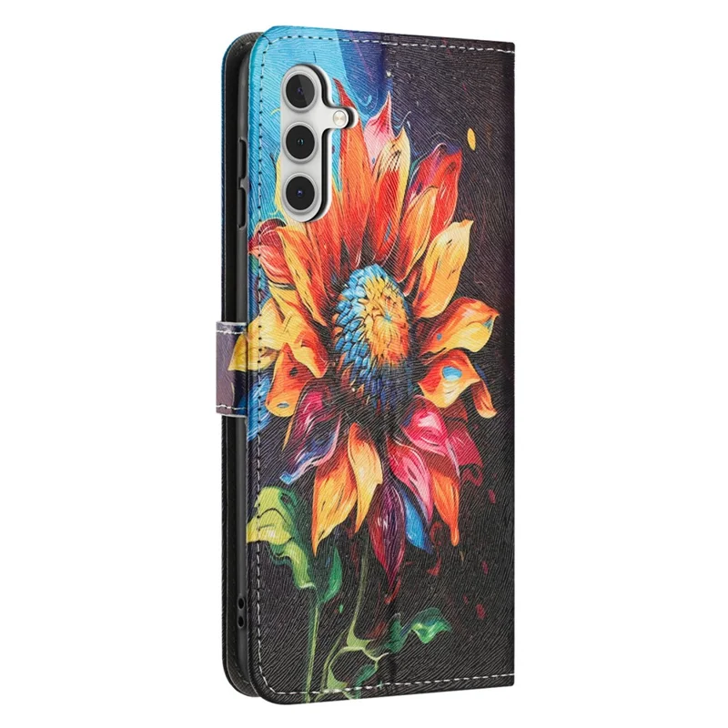 Bulk Purchasing For Samsung Galaxy A56 5G Wallet Case Pattern Printing PU Leather Phone Cover with Lanyard - Sunflower