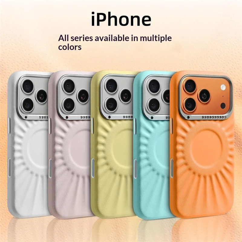 JAUCASE Coque pour iPhone 17 Pro Max Compatible avec MagSafe Cadre de lentille métallique décoré de strass Coque arrière en PU + TPU - Blanc