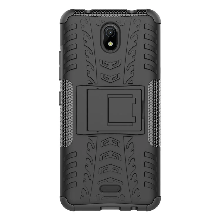 Para Nokia C100 4G Hard PC+TPU Tires Style Fall Rugged Phase Case Kickstand Anti-Slip Shock a Prueba de Choque - Negro