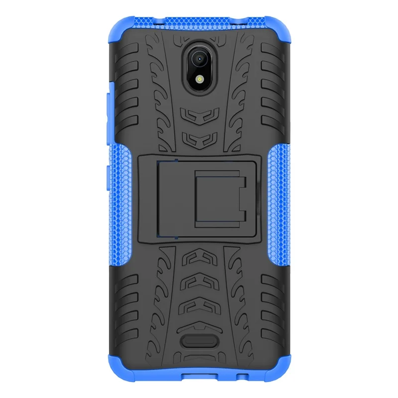For Nokia C100 4G Hard PC+TPU Tires Style Cool Rugged Phone Case Kickstand Anti-Slip Shockproof Cover - Blue