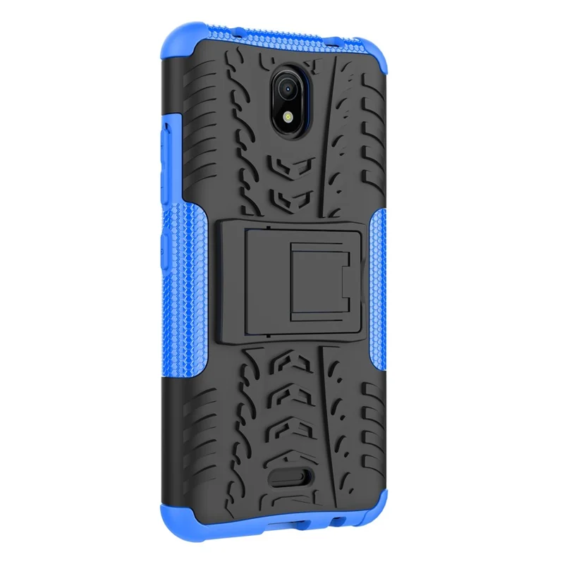 For Nokia C100 4G Hard PC+TPU Tires Style Cool Rugged Phone Case Kickstand Anti-Slip Shockproof Cover - Blue